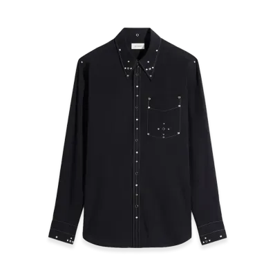 LEMAIRE Women's Crepe Cotton Studded Fit Shirt "Black"
