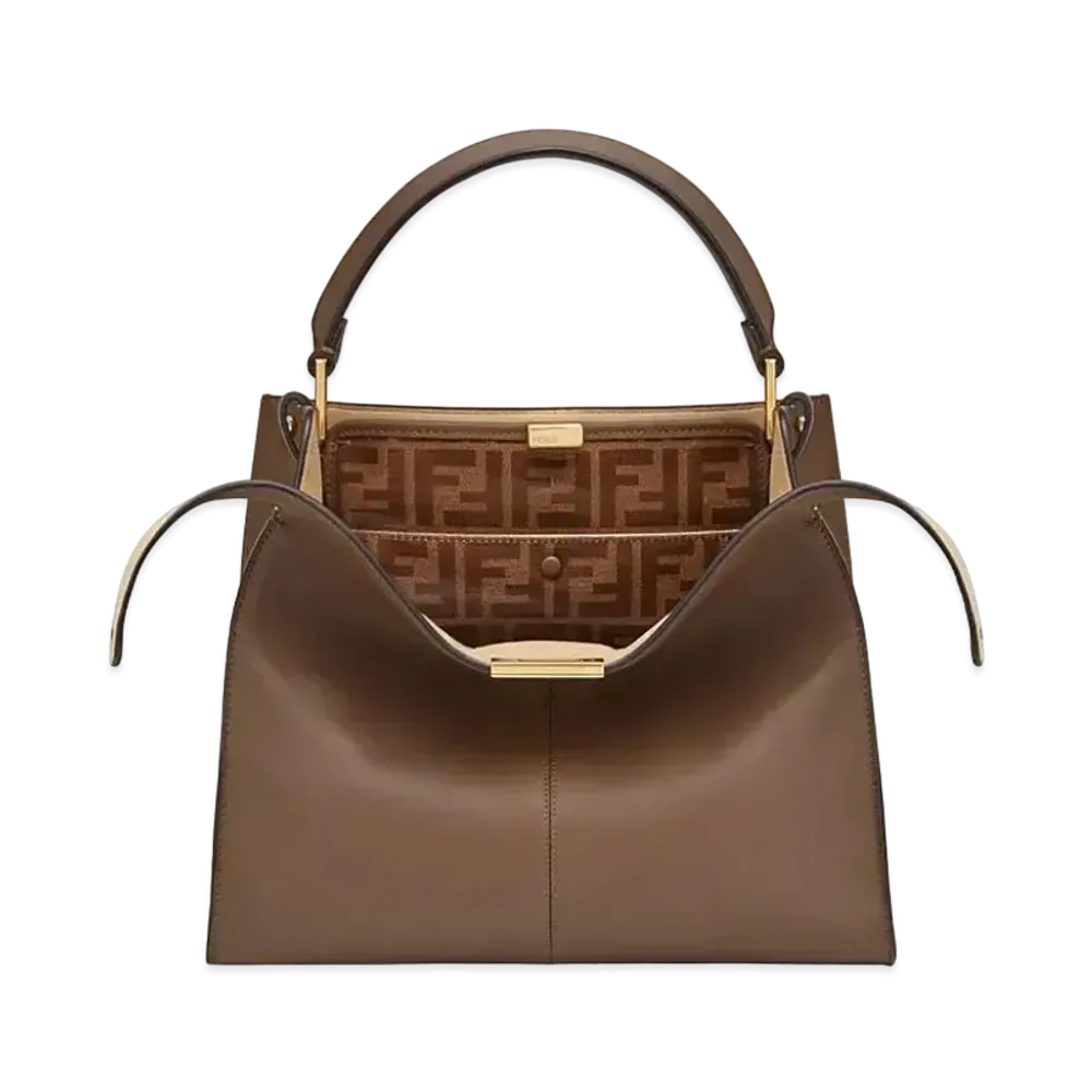 FENDI Medium Peekaboo X-Lite Leather Bag "Brown"