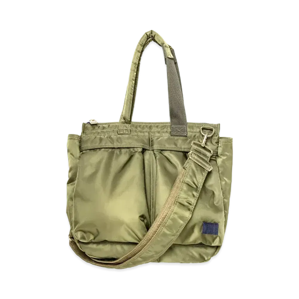 sacai x PORTER Pocket Tote Medium "Khaki/Navy"