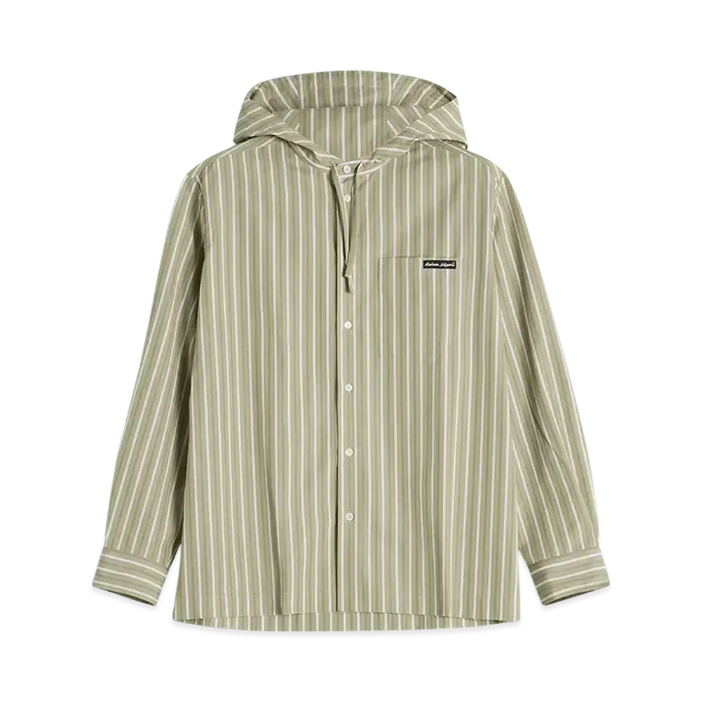 Maison Kitsune Hooded Shirt "Cardamone/White"