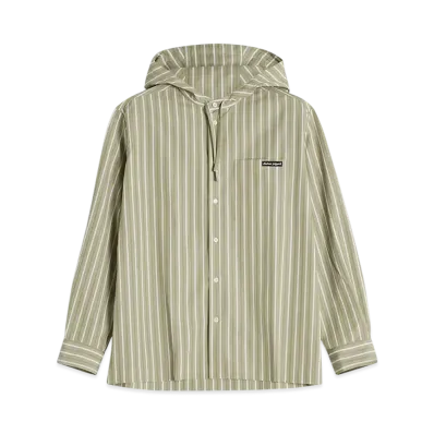 Maison Kitsune Hooded Shirt "Cardamone/White"