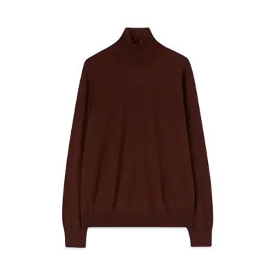 Jil Sander Men's Lightweight Wool High-Neck Sweater "Dark Brown"