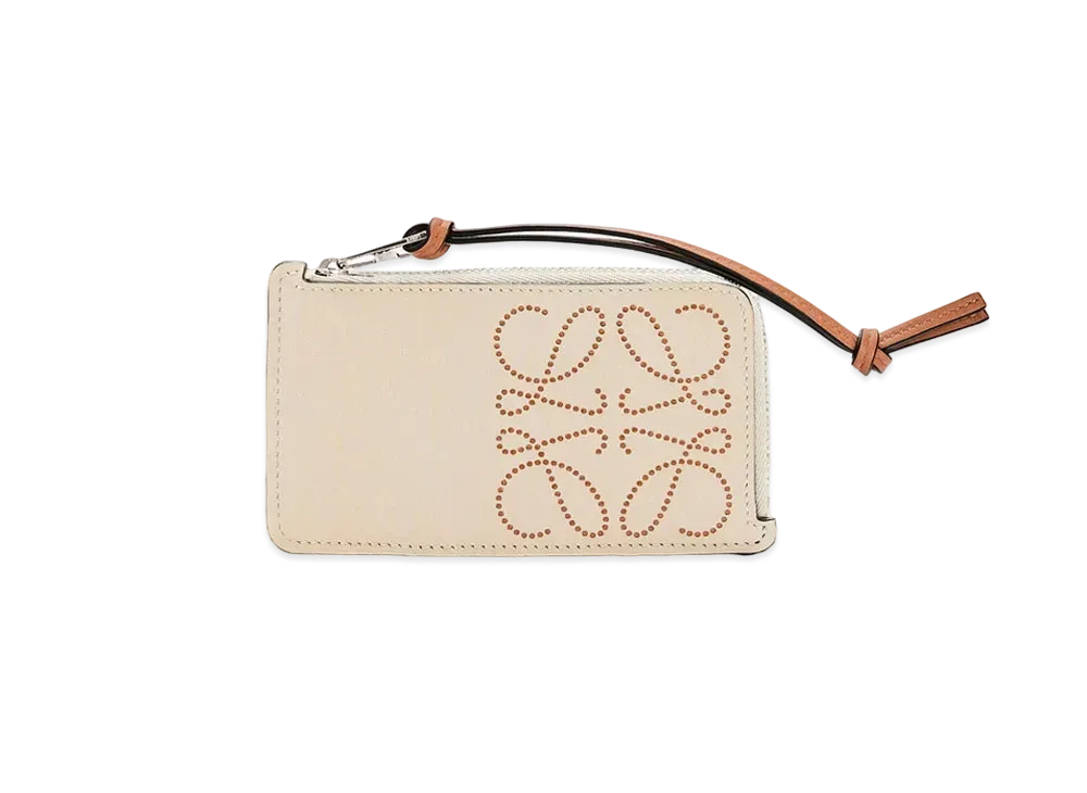 LOEWE Brand Coin Cardholder In Calfskin "Light Oat / Tan"