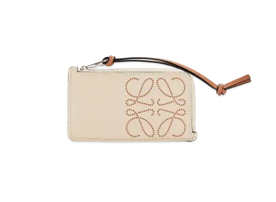 LOEWE Brand Coin Cardholder In Calfskin "Light Oat / Tan"