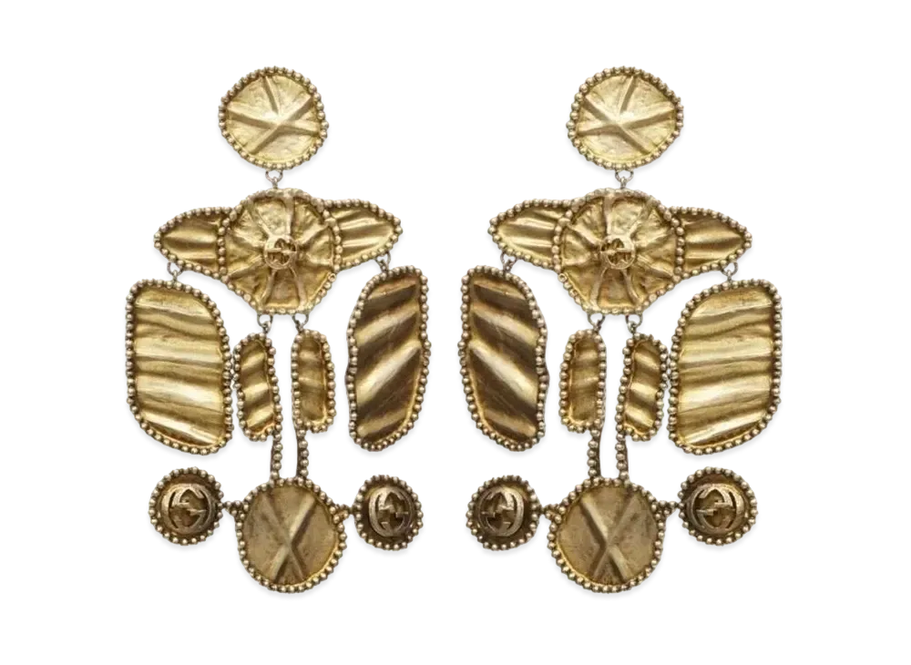 GUCCI Interlocking Double G Pendant Earrings