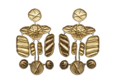 GUCCI Interlocking Double G Pendant Earrings