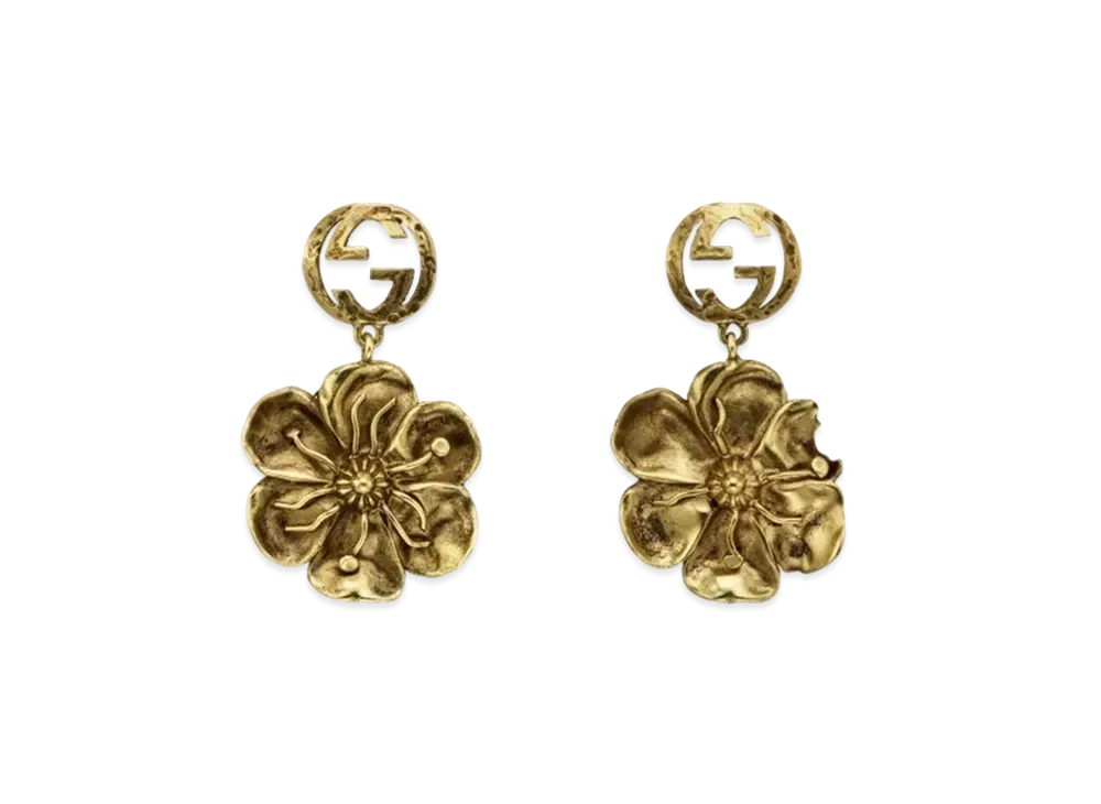 GUCCI Metal Earrings Floral Detail