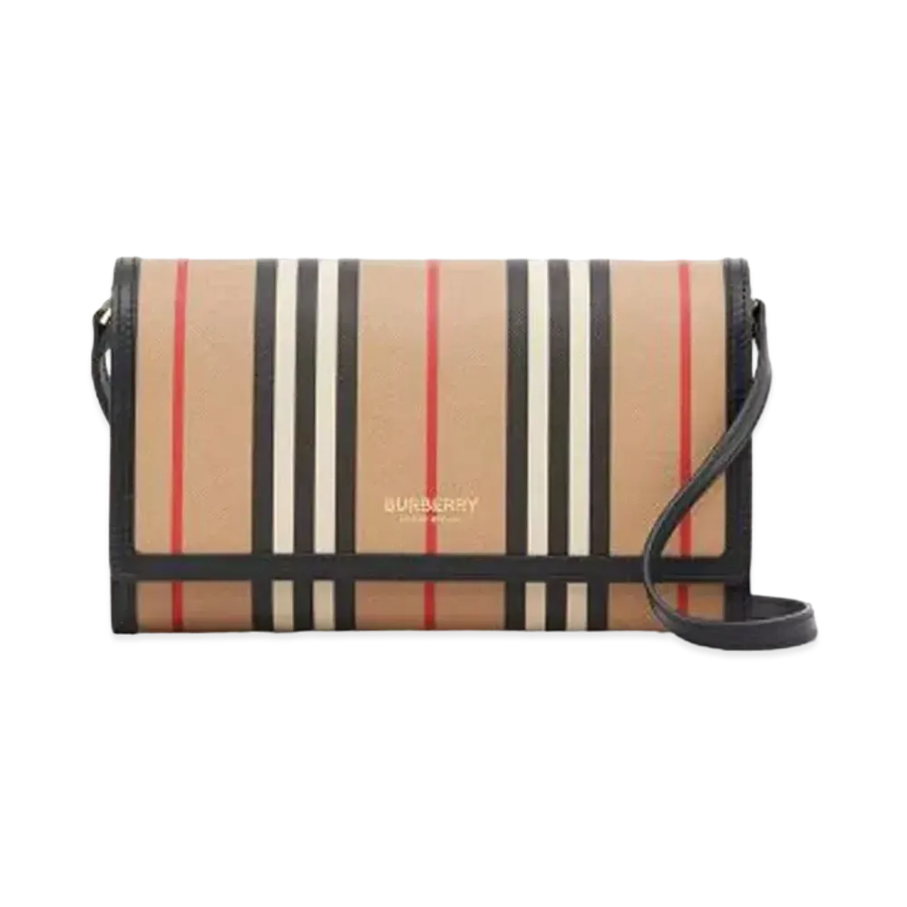 Burberry Icon Stripe E-canvas Wallet with Detachable Strap "Archive Beige"