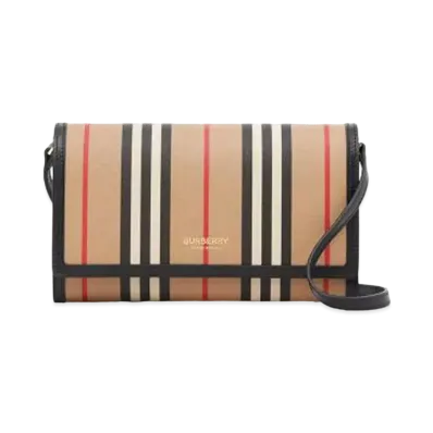 Burberry Icon Stripe E-canvas Wallet with Detachable Strap "Archive Beige"