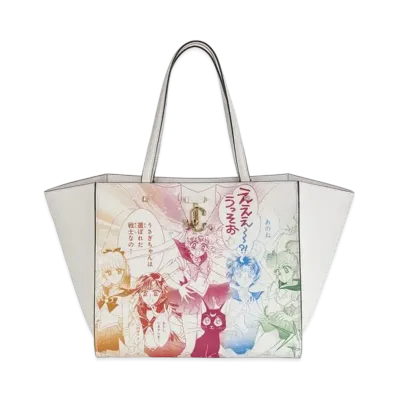 Jimmy Choo x Pretty Guardian Sailor Moon Sailor Guardians Varenne Tote Bag Manga Printed PU Leather "Rainbow"