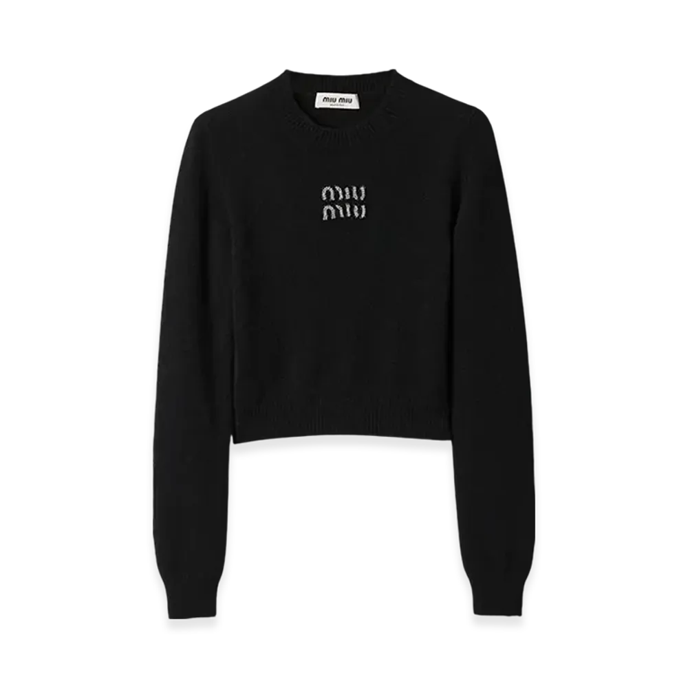 MIU MIU Women's Cashmere Logo Knit "Black"