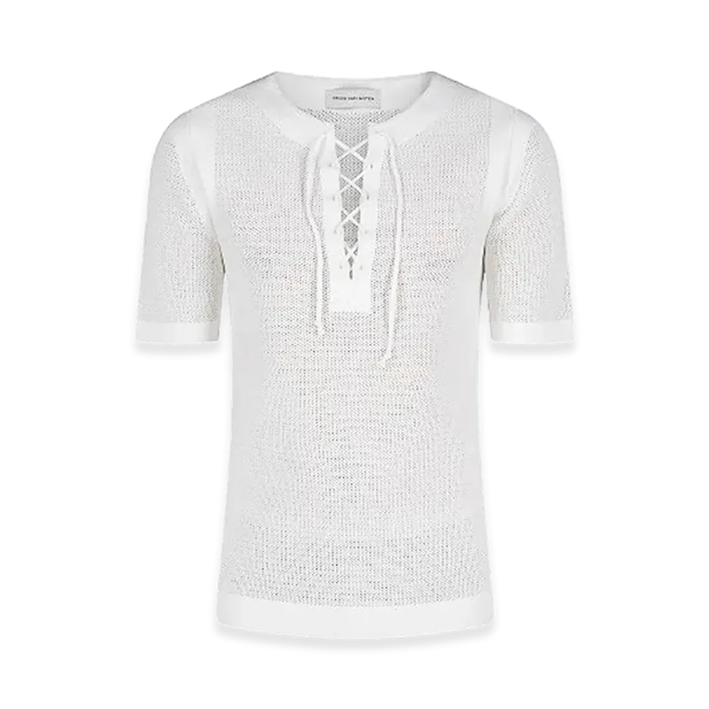 DRIES VAN NOTEN Cotton T-Shirt With Mesh Inserts "White"