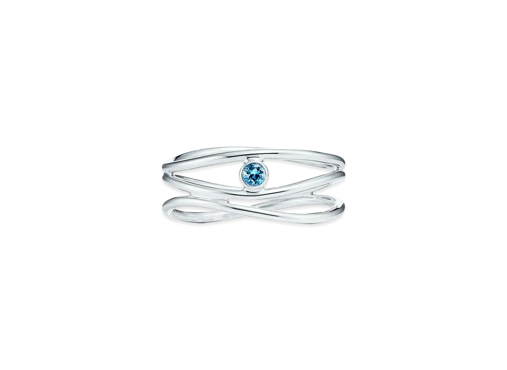 Tiffany & Co. Wave 3 Row Ring Aquamarine "Silver"