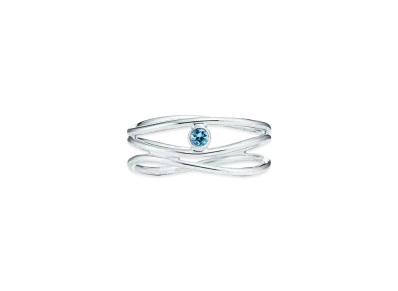 Tiffany & Co. Wave 3 Row Ring Aquamarine "Silver"