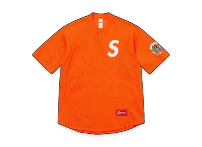 Supreme Shop S Logo Baseball Henley "Orange - Milan"