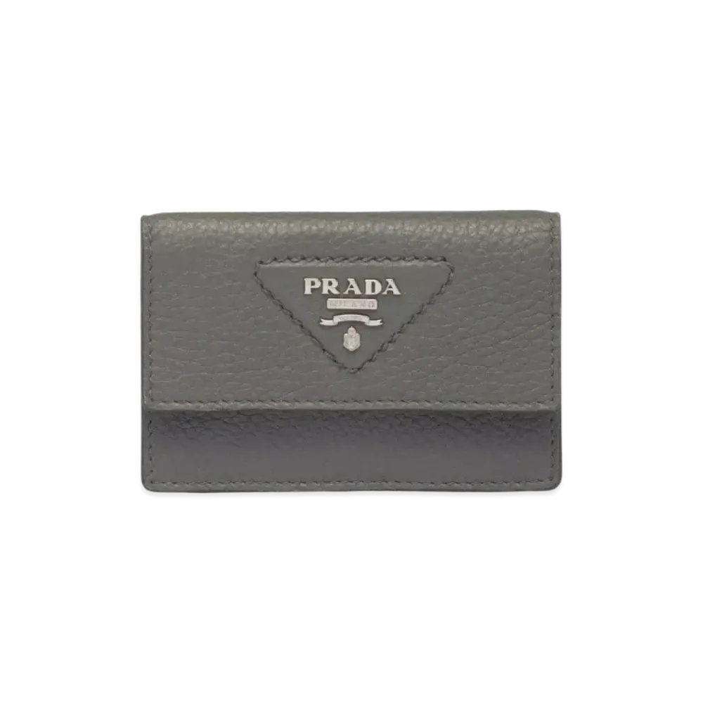 PRADA Leather Card Holder "Marble Gray"