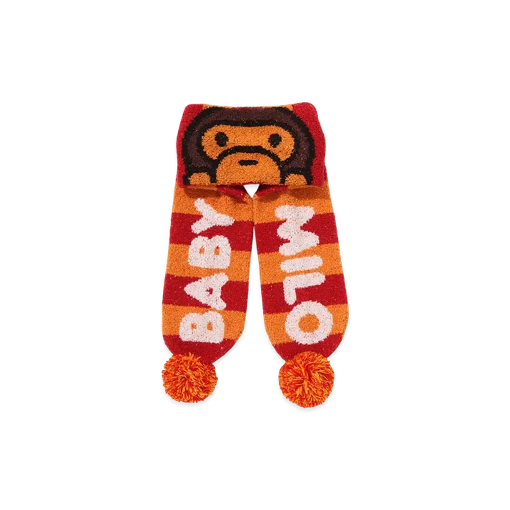 A BATHING APE Baby Milo Stripe Knit Scarf Kid's "Orange"
