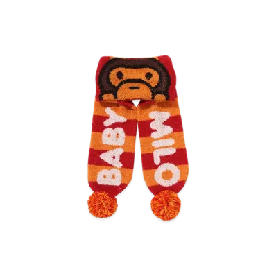 A BATHING APE Baby Milo Stripe Knit Scarf Kid's "Orange"