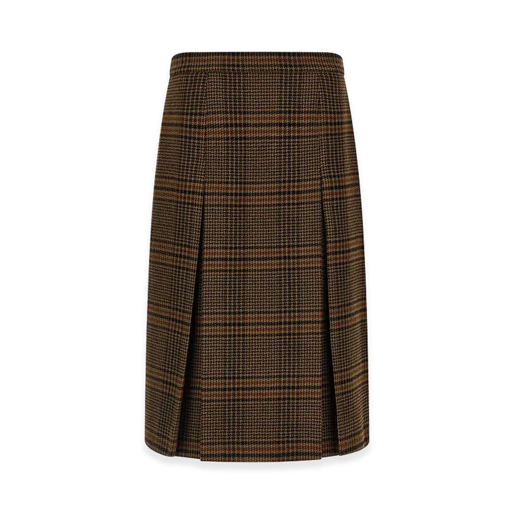 Saint Laurent Women's Prince Of Wales Skirt "Brown"