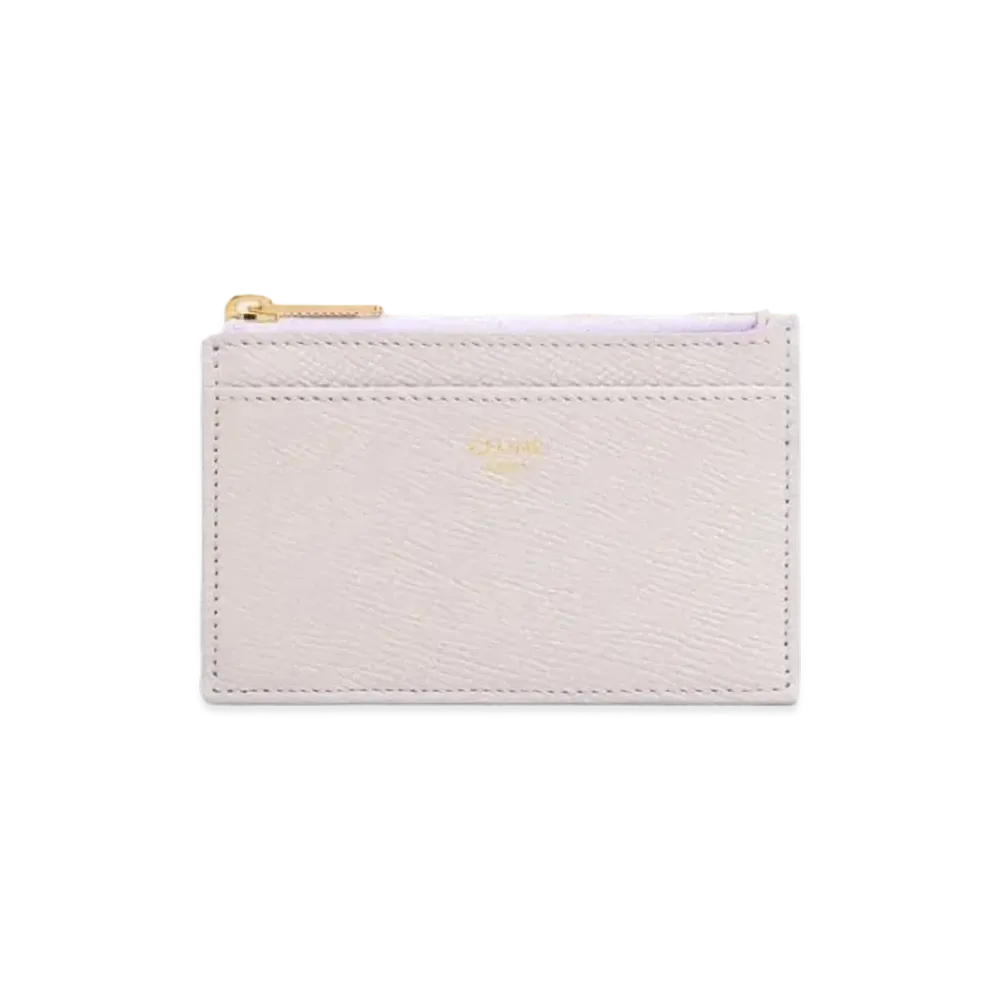 CELINE Zipped Card Holder in Grained Calfskin  "Lavender Grey"