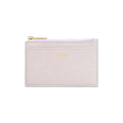 CELINE Zipped Card Holder in Grained Calfskin "Lavender Grey"