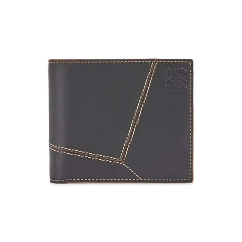 LOEWE Puzzle Stitches Bifold Coin Wallet In Smooth Calfskin "Black"