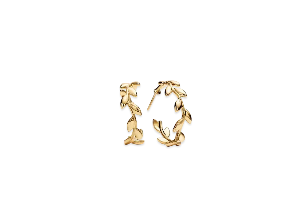 Tiffany & Co. Olive Leaf Hoop Earrings "Gold"
