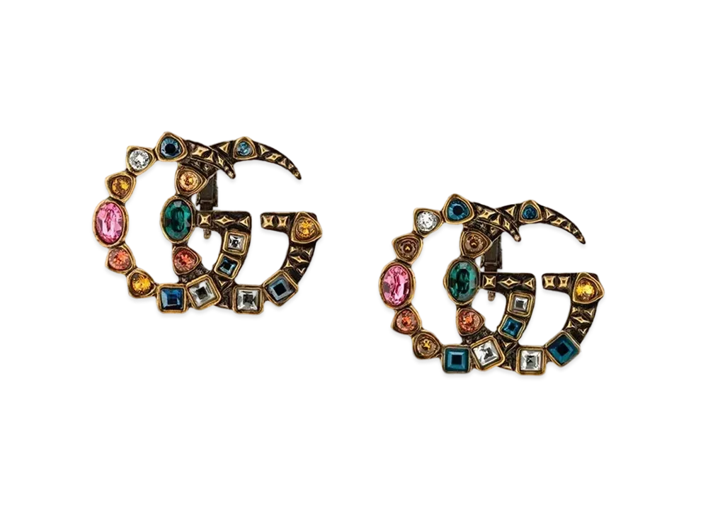 GUCCI Crystal Double G Earrings