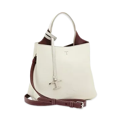 TOD'S Women's T Timeless Handbag "White/Bordeaux"