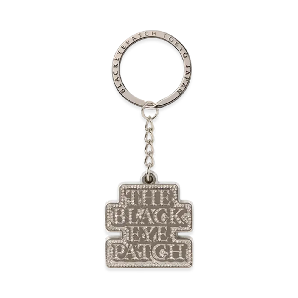 BlackEyePatch Rhinestoned OG Label Plated Keychain "Silver"