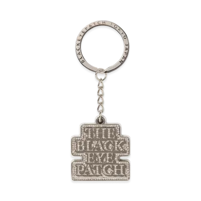 BlackEyePatch Rhinestoned OG Label Plated Keychain "Silver"