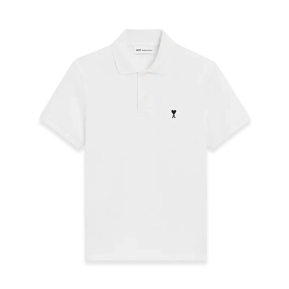 AMI PARIS Cotton Short Sleeves Ami De Coeur Polo Shirt "White"