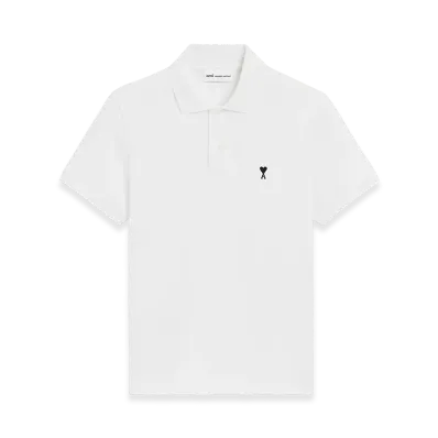 AMI PARIS Cotton Short Sleeves Ami De Coeur Polo Shirt "White"