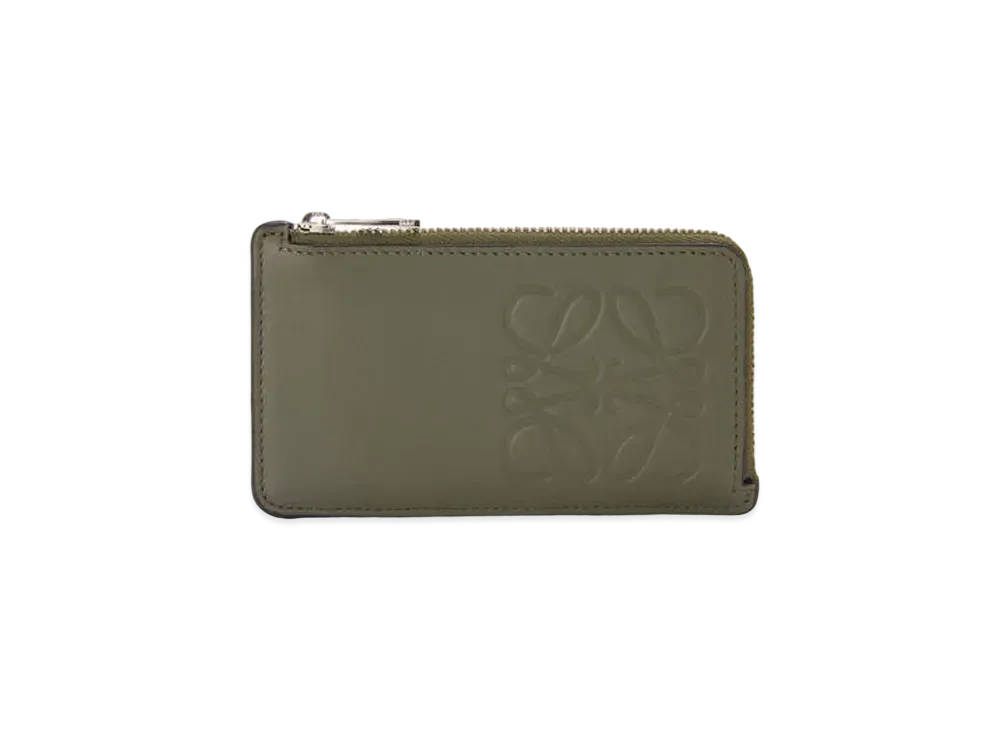 LOEWE Brand Coin Cardholder In Smooth Calfskin "Khaki Green"