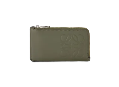 LOEWE Brand Coin Cardholder In Smooth Calfskin "Khaki Green"