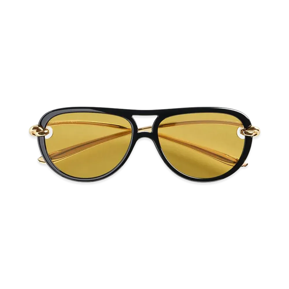 Bottega Veneta Knot Pilot Sunglasses "Black/Yellow"