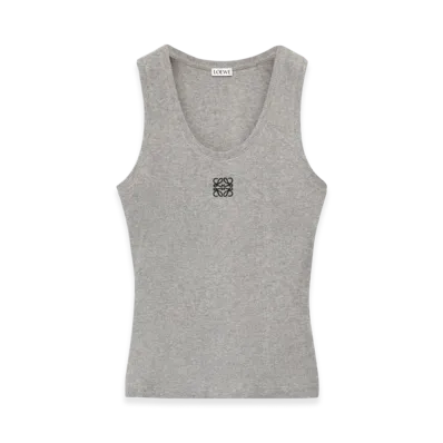 LOEWE Women's Anagram Tank Top in Cotton "Grey Melange"