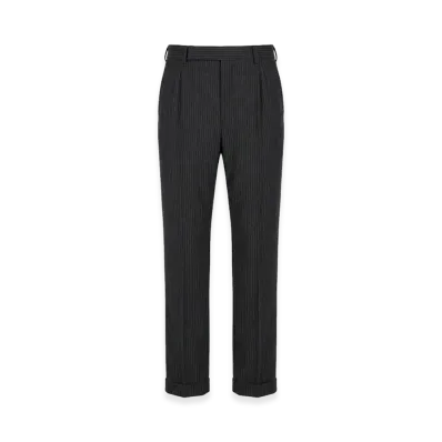 Saint Laurent Tapered Wool Trousers In A Herringbone Striped Pattern "Gray"