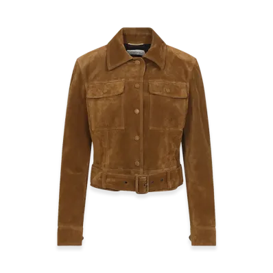 Saint Laurent Women's Jacket In Vintage Split Leather "Brown"