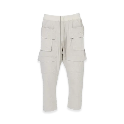 Rick Owens DRKSHDW Creatch Cargo Cropped Drawstring Pants "Milk Melange"