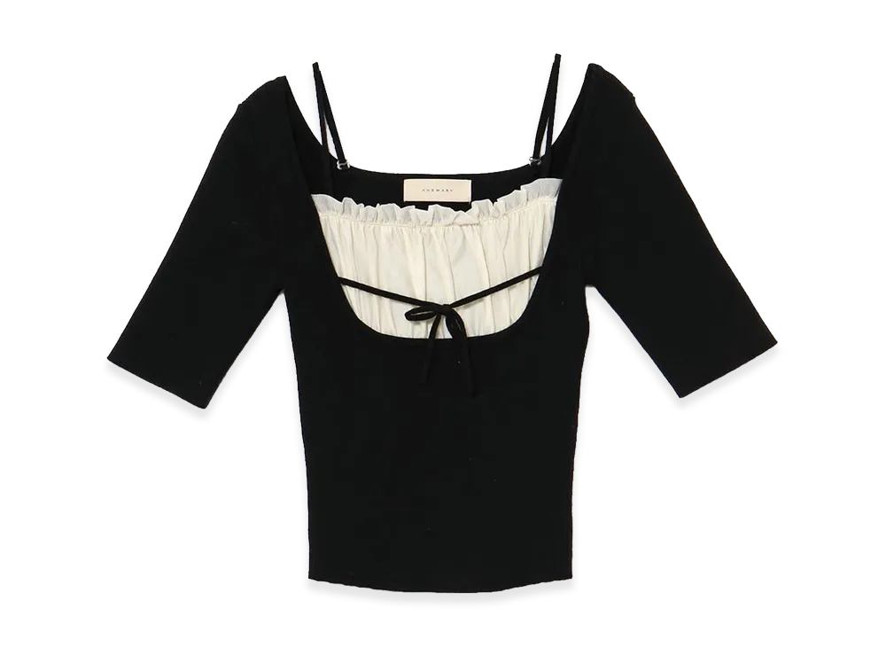 正規品♡ andmary Mew frill tops black andmary Mew frill tops black