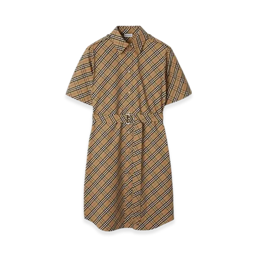 Burberry Check Cotton Shirt Dress "Sand"