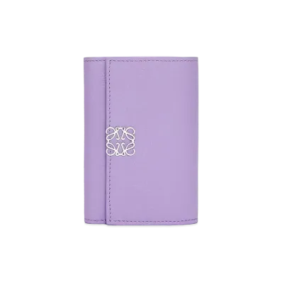 LOEWE Anagram Small Vertical Wallet In Pebble Grain Calfskin "Light Mauve"