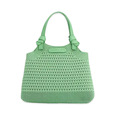 CHARLES & KEITH Knot Handle Knit Tote Bag "Green"