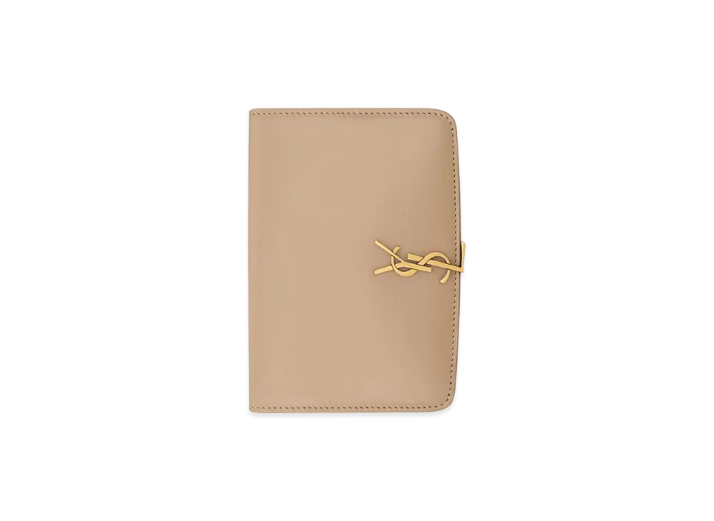 Saint Laurent Voltaire Passport Case "Dark Toffee"