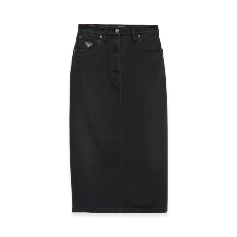 PRADA Women's Denim Midi-Skirt "Black"
