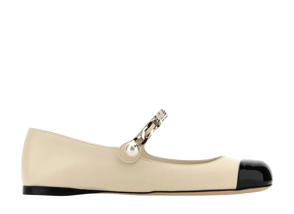 MIU MIU Women's Ivory Leather Ballerinas "White"