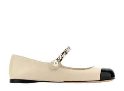 MIU MIU Women's Ivory Leather Ballerinas "White"