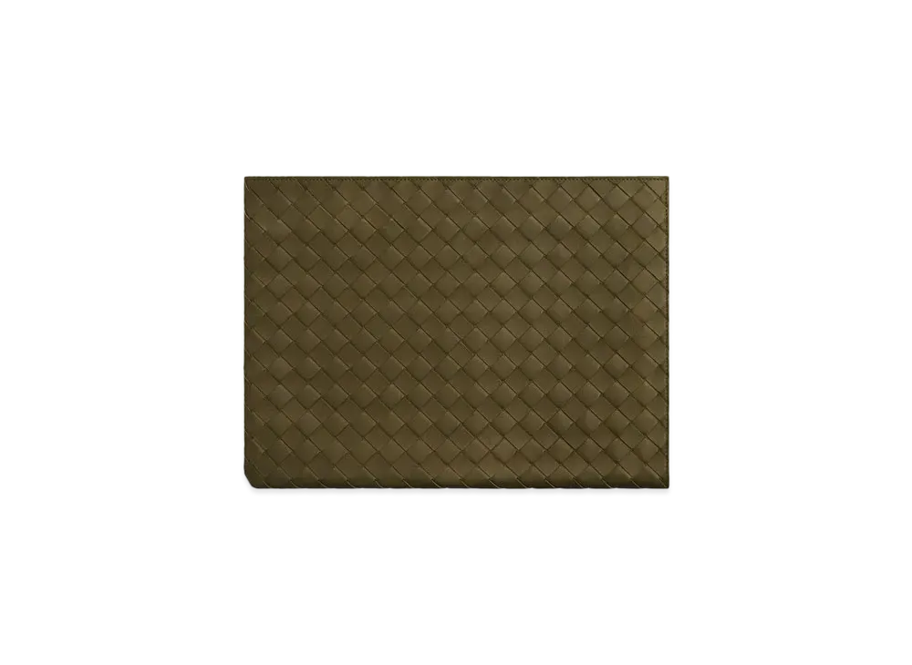 Bottega Veneta Intrecciato Woven Half Zip Clutch "Mud"