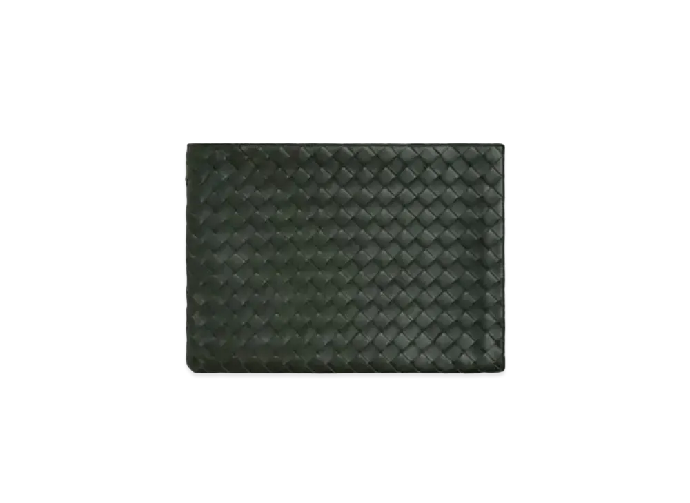 Bottega Veneta Intrecciato Half Zipper Clutch Bag "Dark Green"